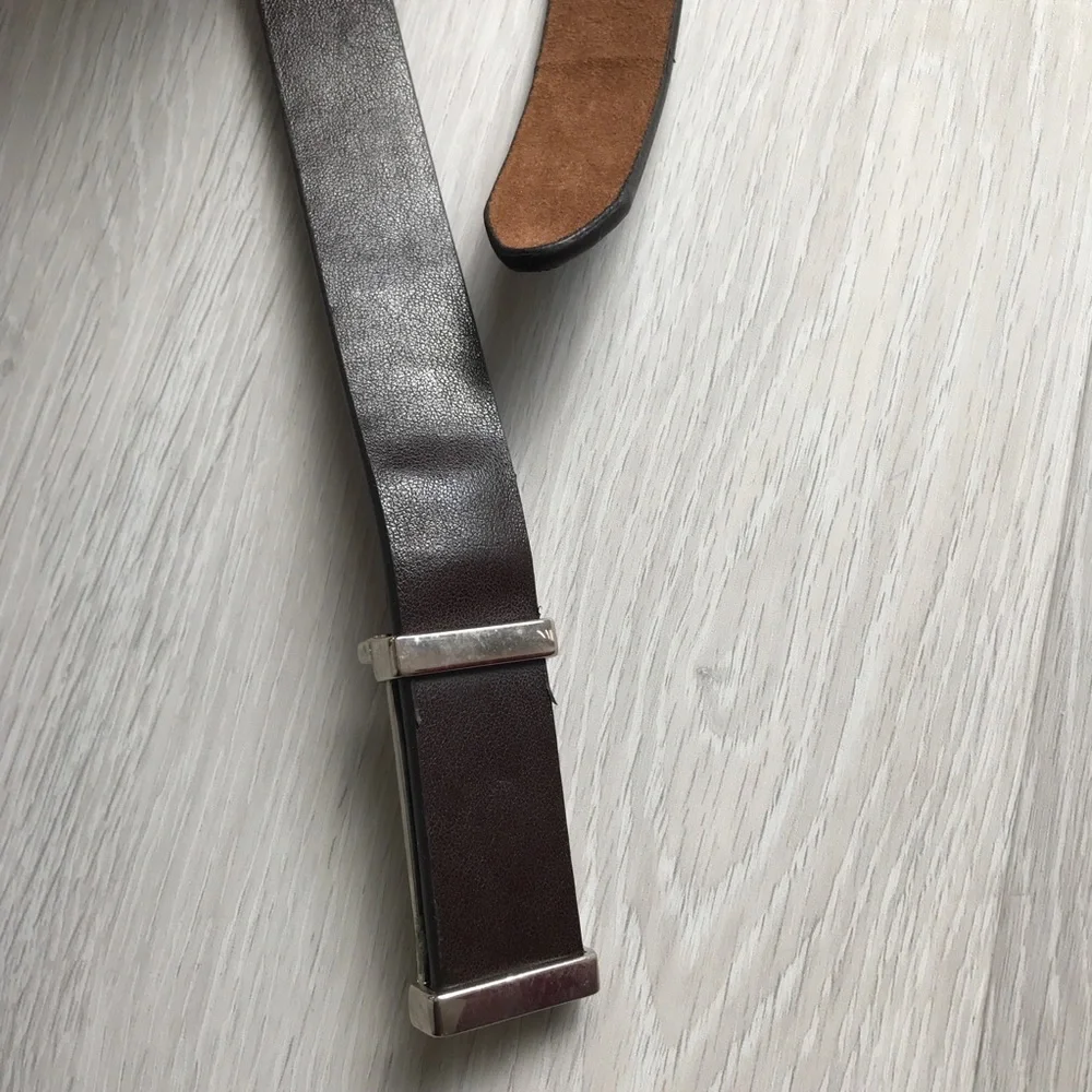 ELUFA BROWN LEATHER CASUAL BASIC BLANK BELT WOMENS SMALL